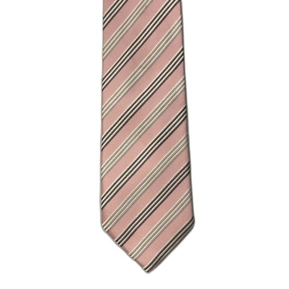 Donald J Trump Pink Gray Navy White Striped Silk Neck Tie - Picture 3 of 7